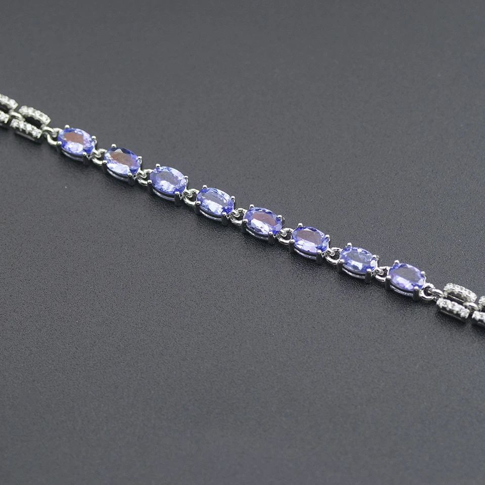 Bolai 100% natural Tanzanite link bracelet solid 925 sterling silver 4.0ct violet gemstone fine jewelry for women's girl gift