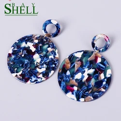 Shell Bay Za Colorful Acrylic Earrings Resin Round Dangle Earrings For Women Fashion Leopard Geometry Acetate Jewelry Brincos