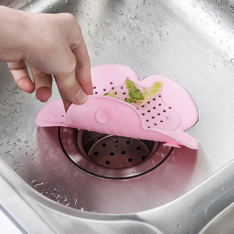 Flower Silicone Kitchen Sink Strainer Shower Drain Hair Trap Hair Catcher Bath Tub Protector Drain Cover for Floor Laundry