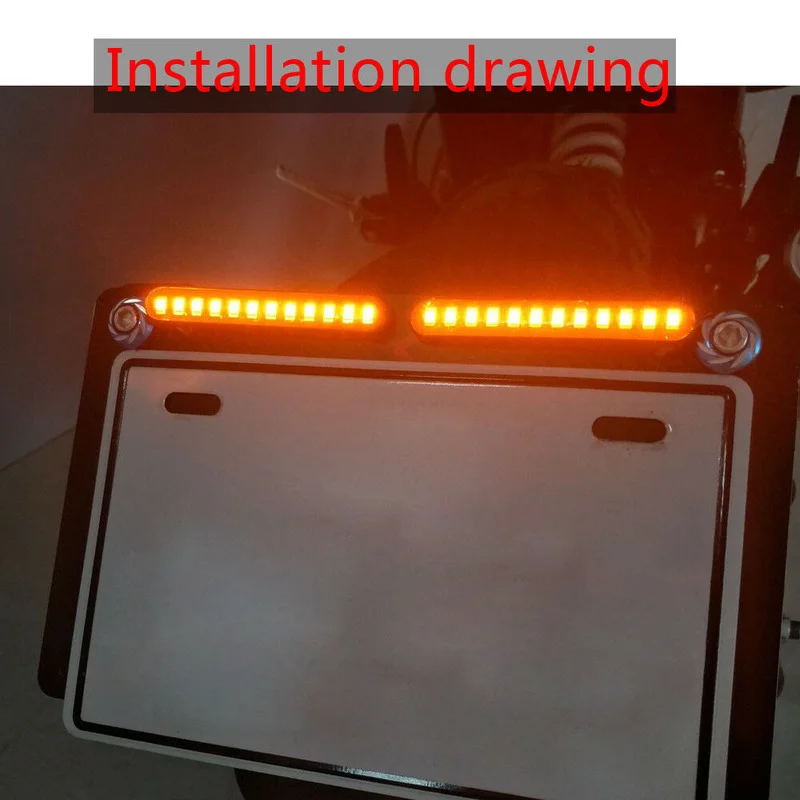 Universal Motorcycle Turn Signal Lights Sequential Flowing 12 LED Strip Amber Waterproof Indicator Amber Lamp Moto Turn Signal