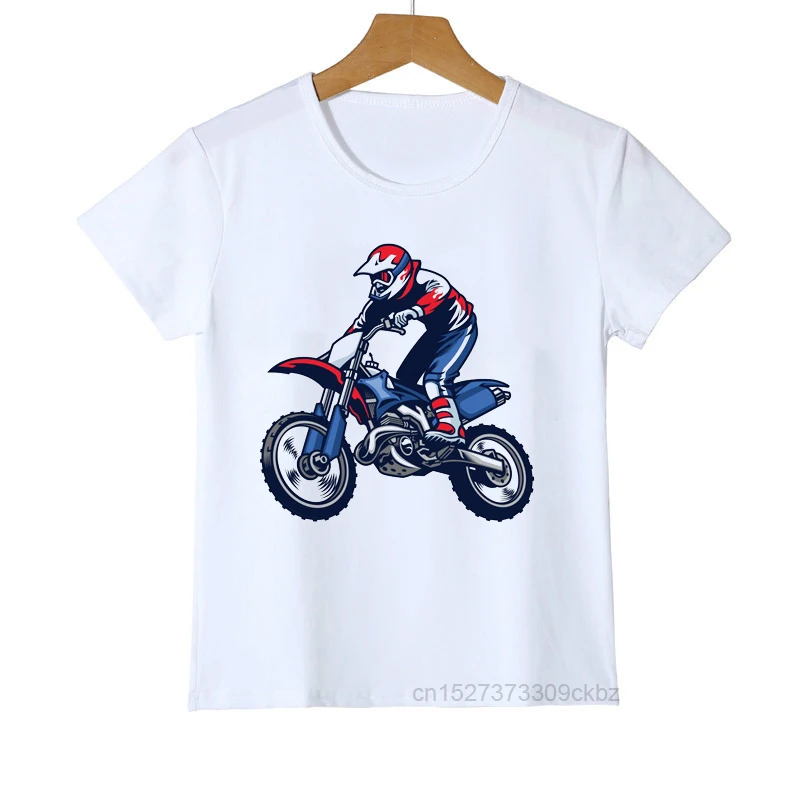 Motorcycle Motocross Rider Cool Boys T-shirts Summer Fashion Kids T shirt Streetwear Toddler Baby Girls Clothes Children Tops