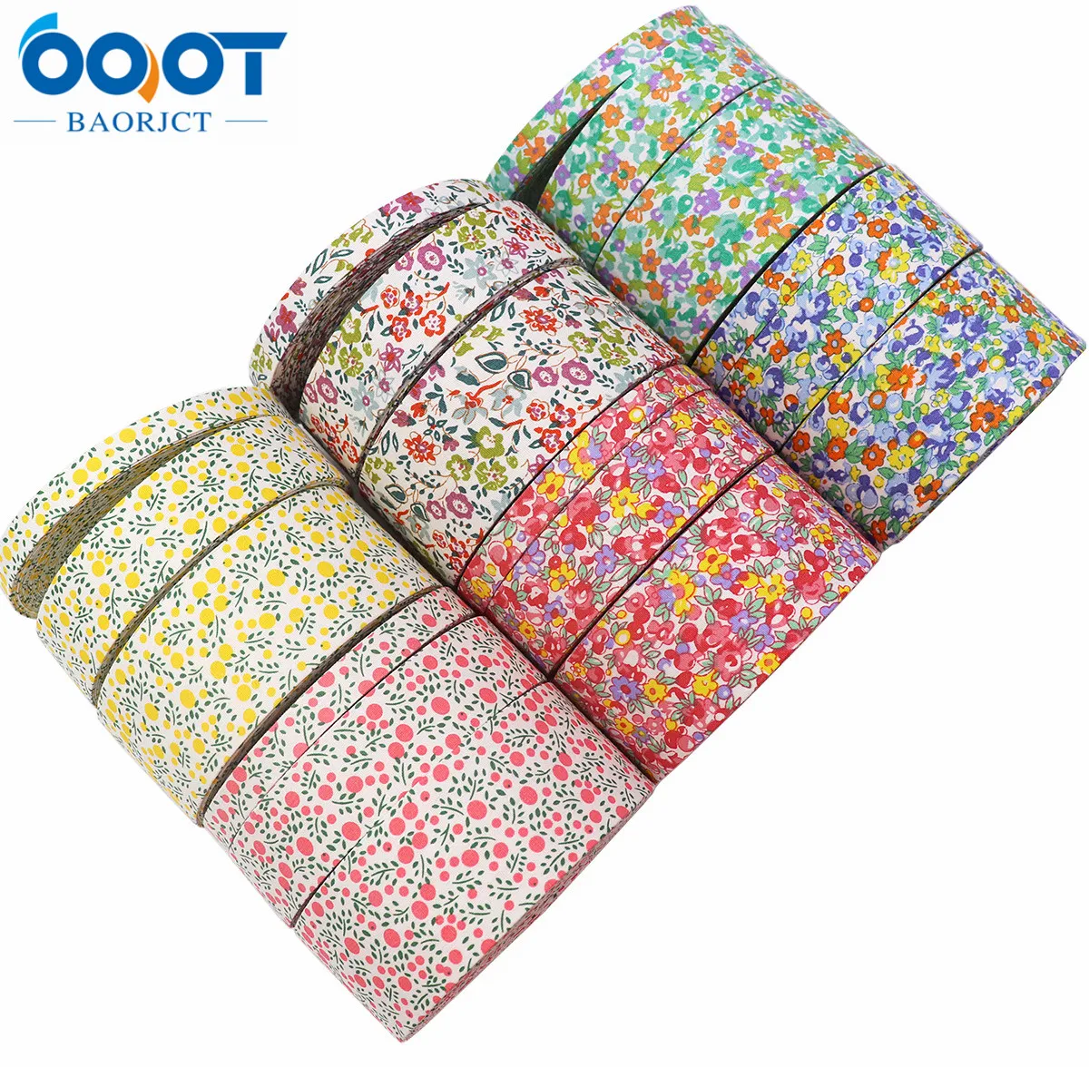 Double-Sided Flowers Cloth Ribbons 5Yards M-21623-905 38MM DIY Crafts Hairclip Apparel Accessories and Sewing Decorations