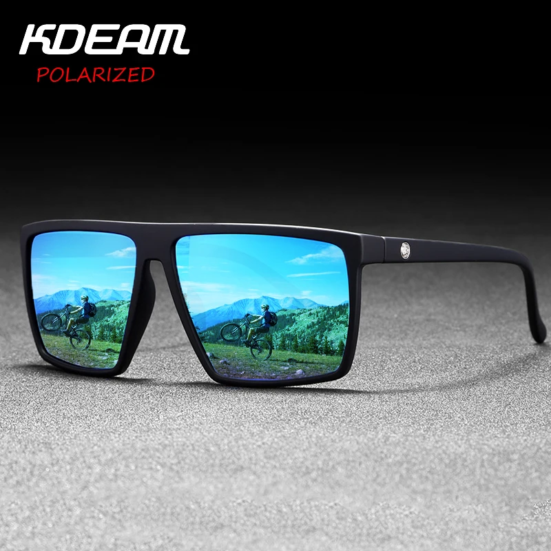 

Square Polarized Sunglasses for Men Flat Top TR90 Frame Anti Resistance Sports Sunglass Fashion Mirror Shades With Free Box