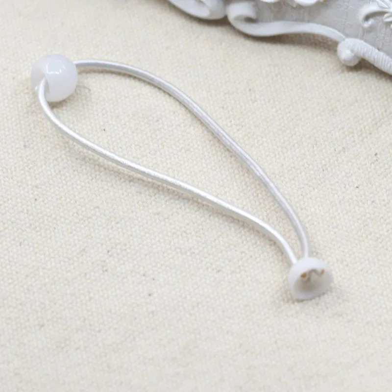 50PCS 2mm Elastic Ponytail Holders with Single Plastic Pads to Attach Charms Plain Hair ties Hair Bands for Kids DIY