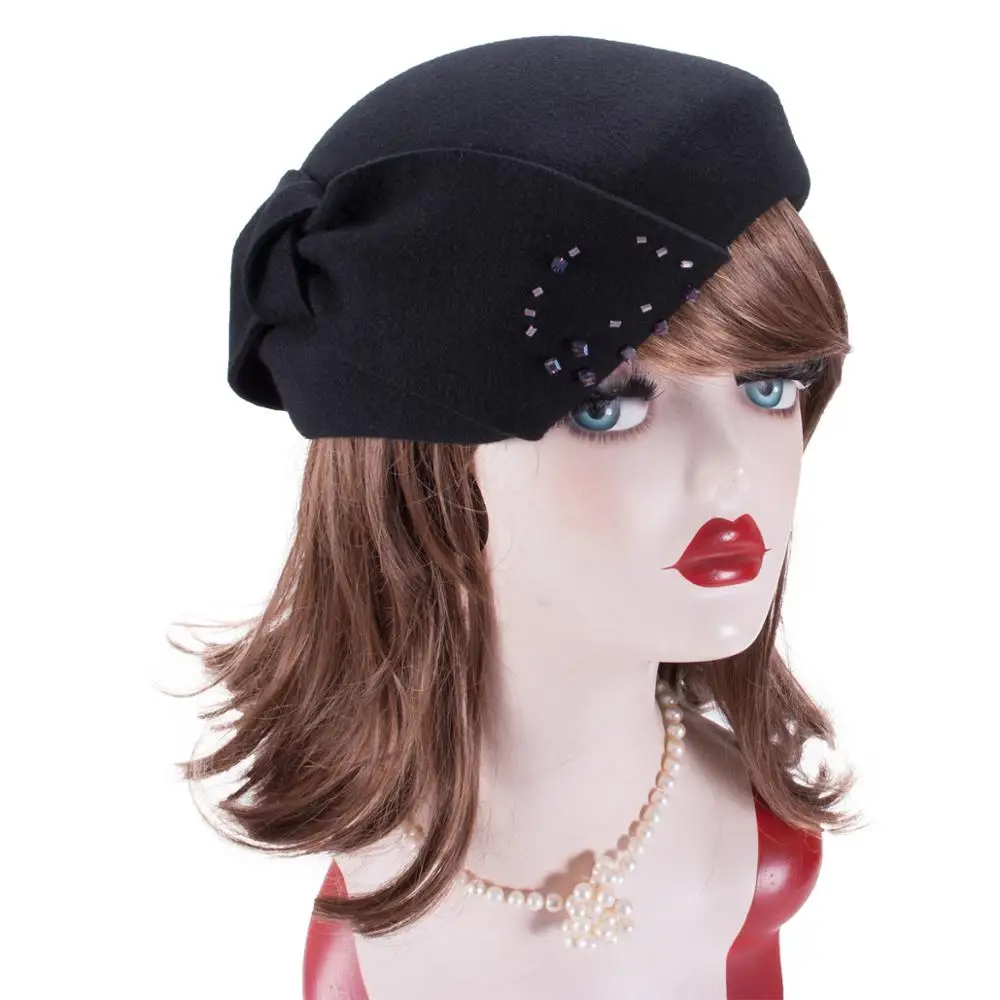 Lawliet  Womens Ladies 1940s Vintage Look Wool Felt Tam Beret Casque Cocktail Hat Church Fascinator A556