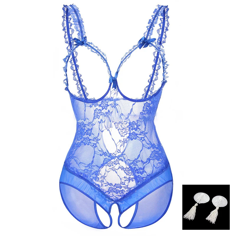 セクシーなオープンブラジャー人形アセンブリ乳首ステッカーセクシーなランジェリーテディベアレディースエロランジェリーエロエキゾチックコスチュームドレスパジャマ