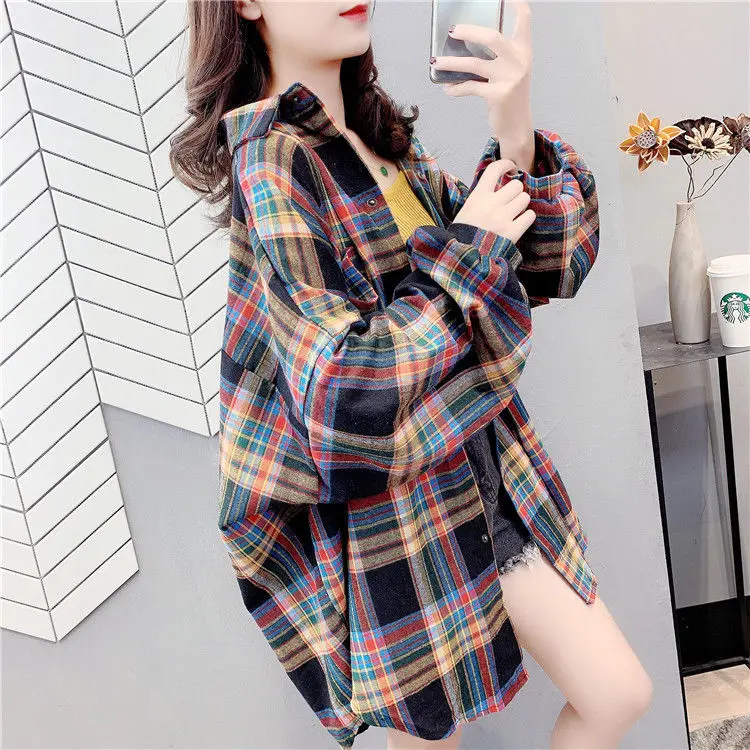 Multicolor Classic Loose Shirt Women Daily All-match Spring Autumn 2021 New Korean Version Students Wear Sun Protection Shirt