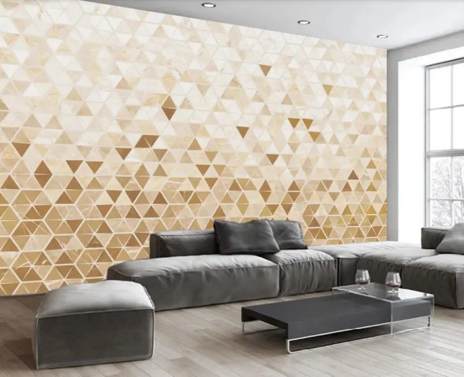 

modern wallpaper for living room Three-dimensional golden geometric abstract background wall