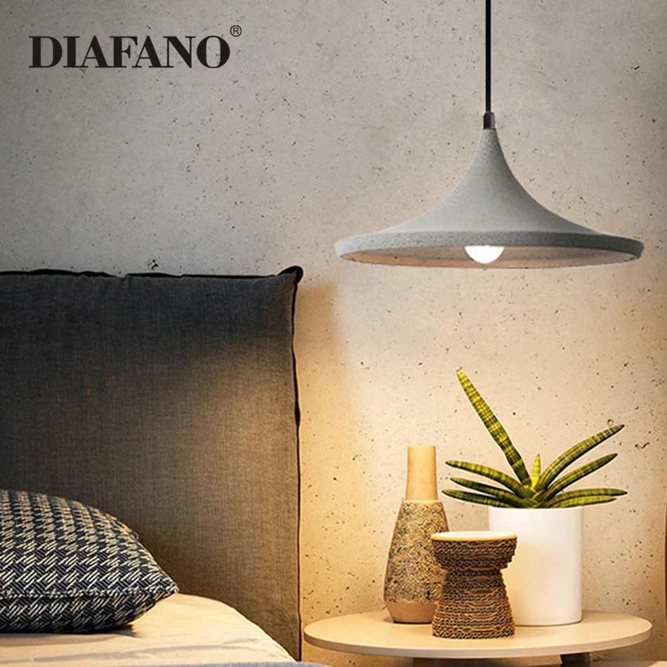 الرجعية لوفت ملموسة قلادة ضوء E27 LED الصناعية ديكو عصابة مصباح الاسمنت E27 لجزيرة المطبخ غرفة نوم غرفة المعيشة مقهى #3