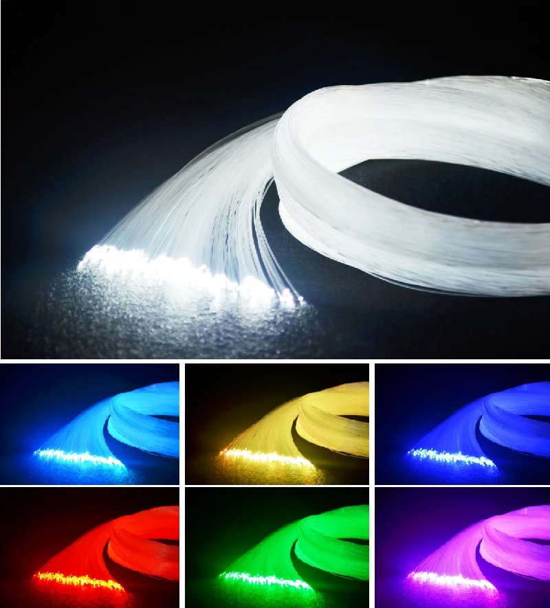Fibra Optica Plastica 16w Twinkle Motor Colorful Changing Effect With 0.75MM Fiber Optic Cable RF APP Music Control Led Light