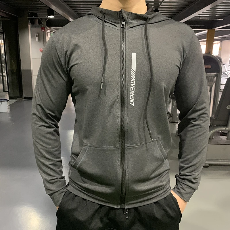 Winter Autumn Hoodies Sport Shirt Men Zipper Running Jackets Fitness Gym outdoor Sports Clothing Sport Top Men's Sportswear