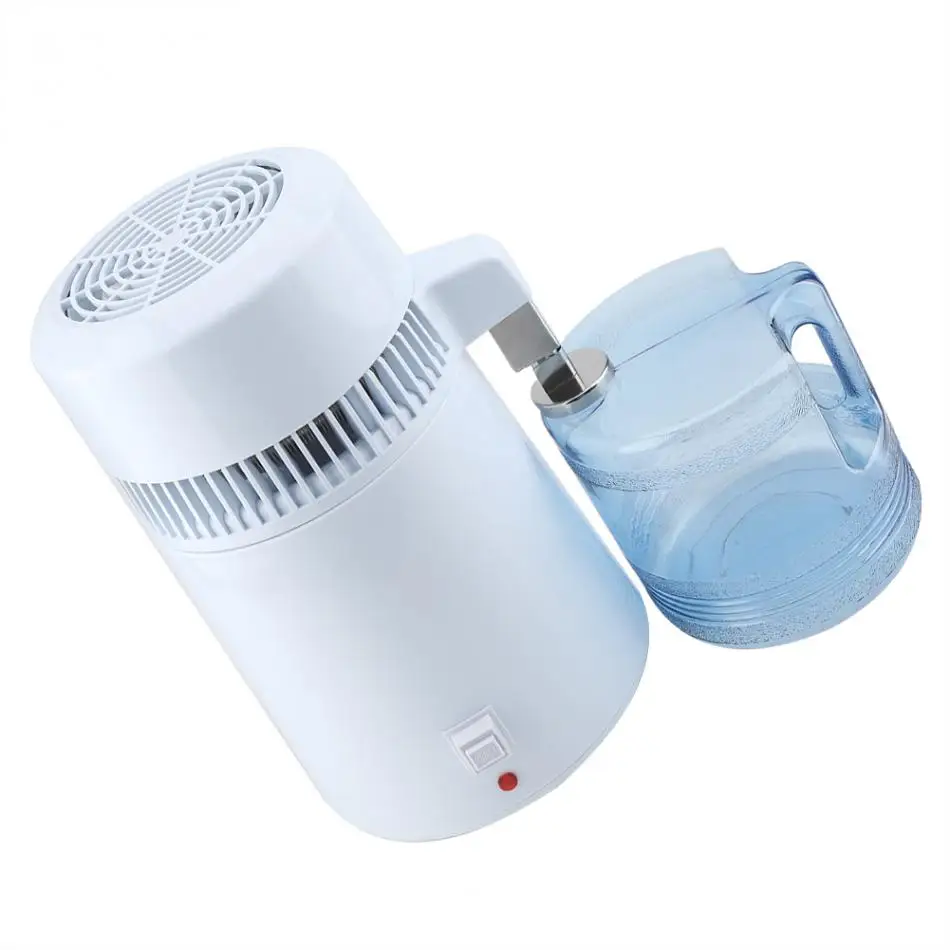 Destilador elétrico da água pura, 110V, 220V, 4L, máquina dental da água destilada, filtro, aço inoxidável, jarro do purificador, 75W