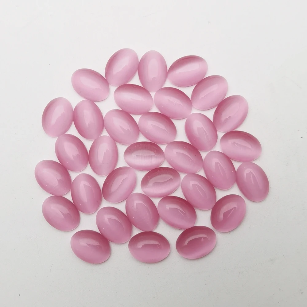 Wholesale 13x18mm pink cat eye stone  Cabochon cab Oval Bead stone Necklace and ring accessories no hole 24Pcs/lot wholesale