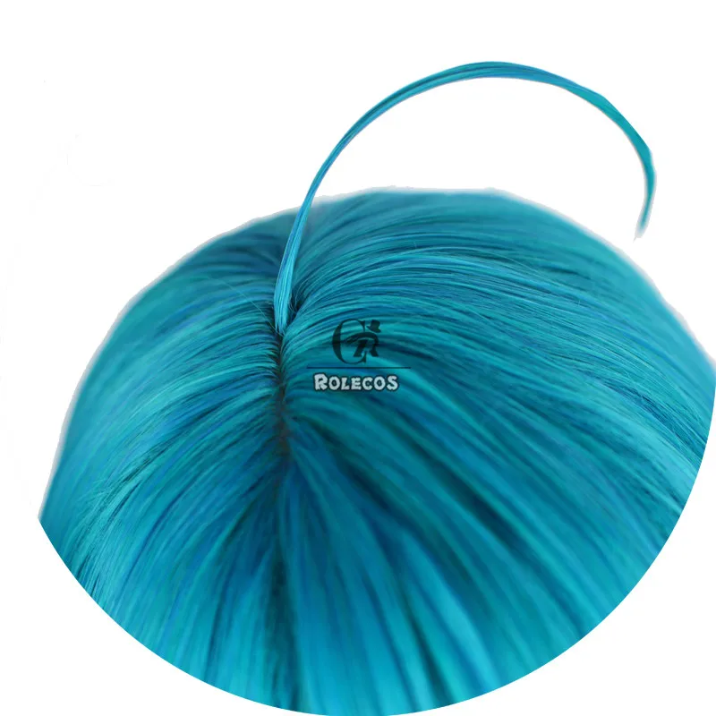 ROLECOS LOL Gwen Cosplay Wig Game LOL Gwen Cosplay Wig Women Headwear Blue Long Wavy Hair Synthetic Hair Heat Resistant Wig
