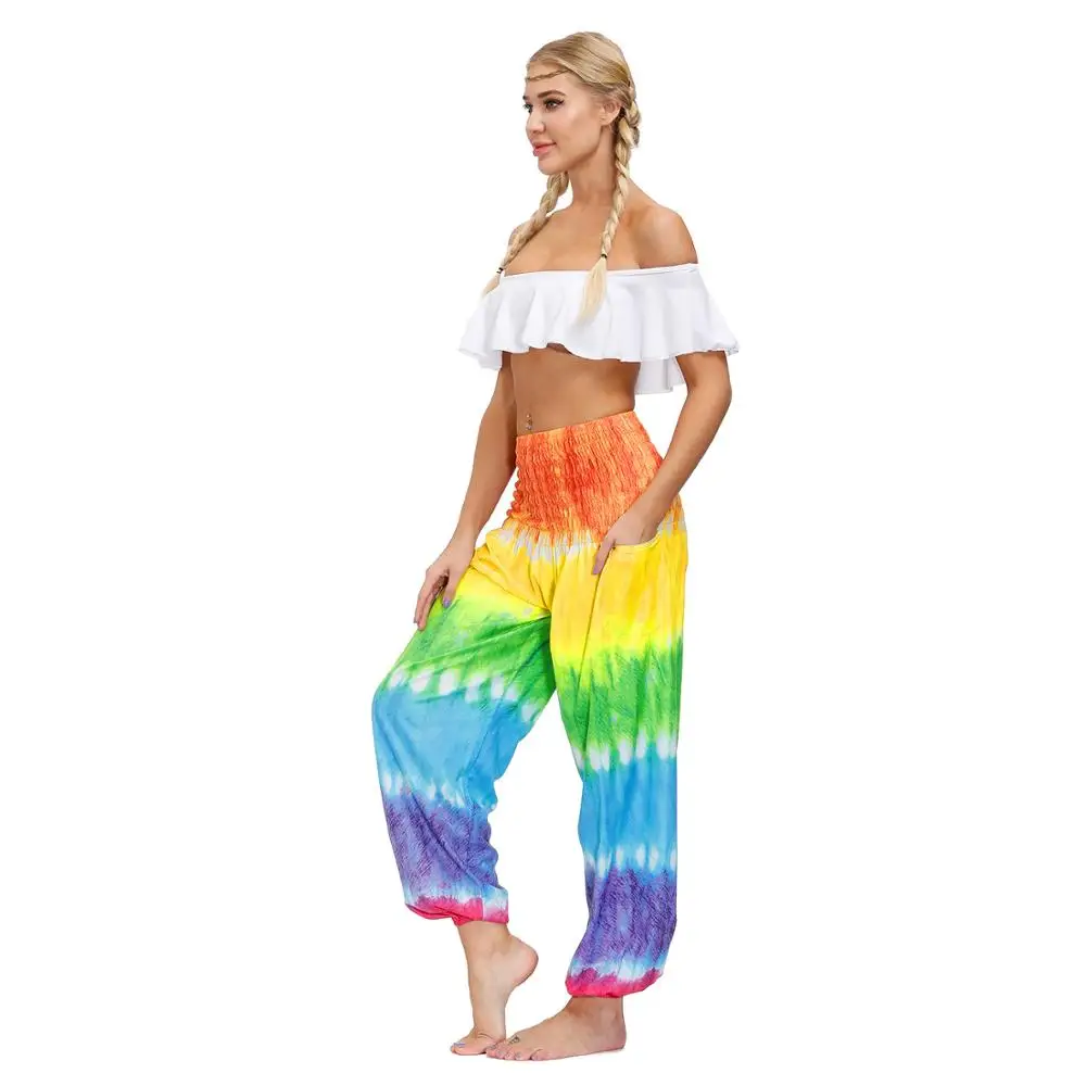 2020 neue Sommer Heißer Verkauf Slacks hosen für Frauen Regenbogen farbe MID Taille Fitness Hosen Lose Beiläufige Knickerbocker hosen