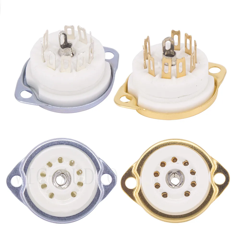 10PCS B9A 9pin Tubo De Vácuo Soquete De Cerâmica Para ECC82 ECC83 6DJ8 EL84 6922 12AX7 12AU7 E88CC Vintage Amplificador De Áudio