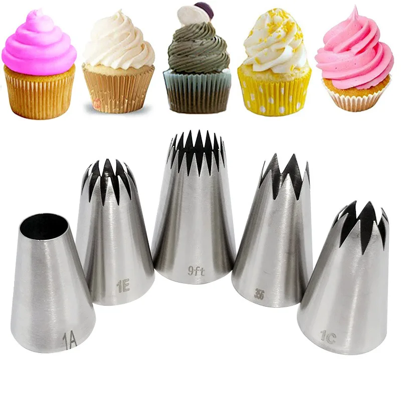 5pcs/pack Cake Decorating Tips Set Stainless Steel Russian Icing Piping Nozzles DIY Cake Cupcake Decorating Pastry Fondant Tools