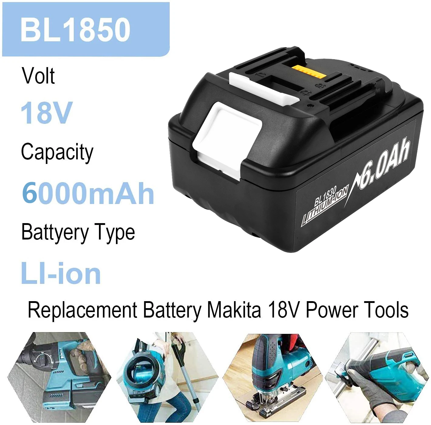 Battool BL1860 Wiederaufladbare 18V 6000mAh Li-Ion Akku für Makita 18v Batterie BL1840 BL1850 BL1830 BL1860B LXT 400