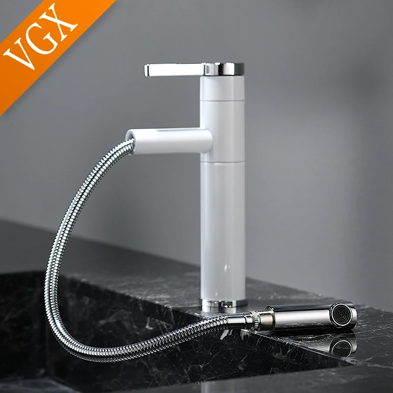 Imagem -04 - Vgx-puxe as Torneiras do Banheiro Misturador da Lavatório Torneira da Pia Lavatório Gourmet Torneira Rotação Quente e Fria Tapware de Latão Guindaste