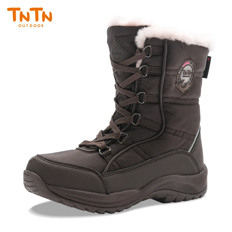 TNTN Outdoor Waterproof Snow Boots Men Women Hiking Trekking Shoes Winter Sports Sneakers Fleece Warm Non-Slip Walking Boots