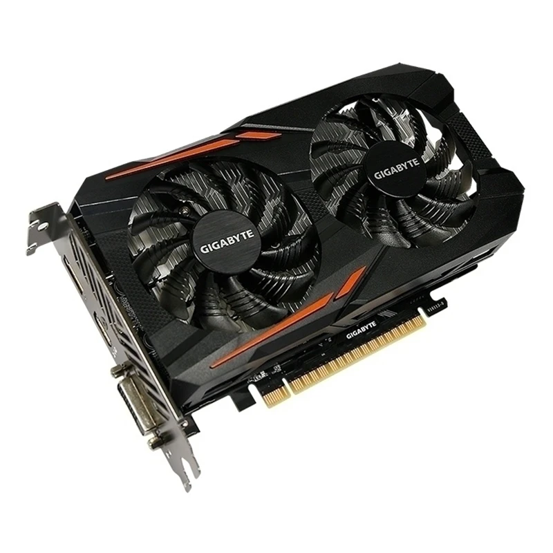 جيجا بايت الأصلي GPU GTX 1050 2 جيجابايت بطاقات الرسومات 128Bit GP107-300 بطاقة الفيديو ل NVIDIA خريطة غيفورسي GTX1050 VGA HDMI PCI-E المستخدمة
