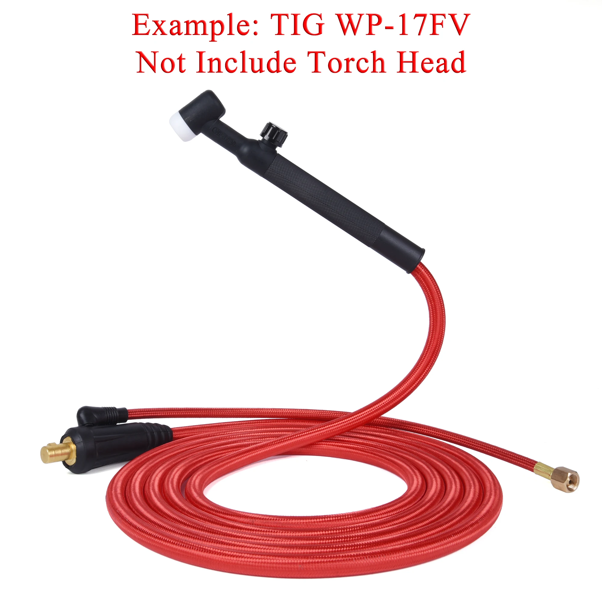 3.8/7.6m wp9 wp17 tig tocha de soldagem gás-elétrico integrado vermelho macio mangueira cabo fios m12 dkj 10-25 35-50 euro conector