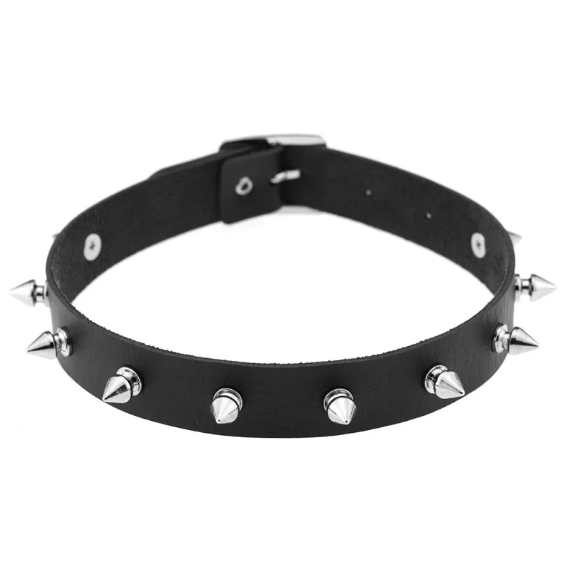 Rock Gothic Jewelry Men Women Unisex PU Leather Punk Spike Rivet Torques Necklace Collar Choker