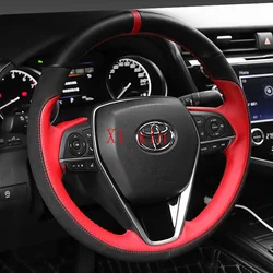 For Toyota 2018-2021 Camry custom hand-sewn leather steering wheel cover car interior modification accessories