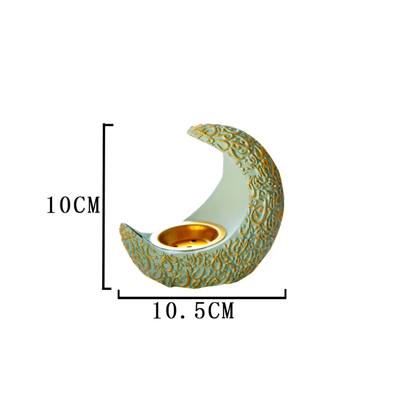 10CM Ramadan Bright Crescent Resin Incense Burner Antique Decoration For Home Table Decoration Aromatherapy Burner