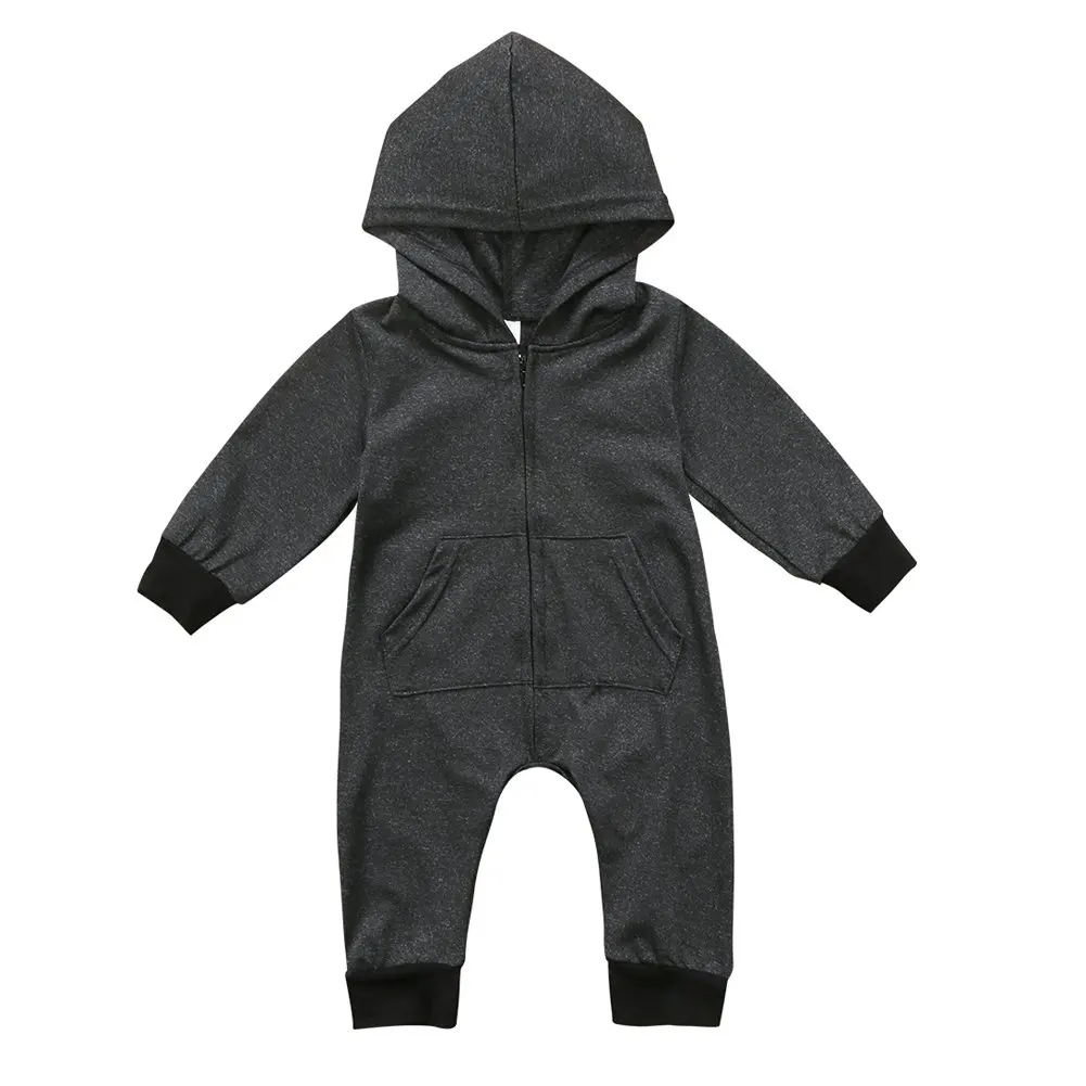 Baby Boy Girl Infant Warm Romper Jumpsuit Kids Cotton Long Sleeve Hooded  Zipper Clothes One-pieces 0-24M