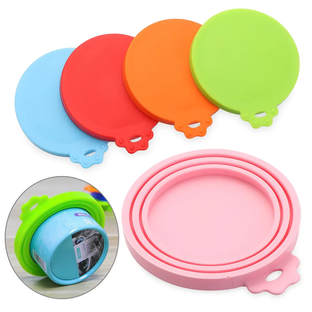 Silicone world 3 In 1 Reusable Food Storage Keep Fresh Cover Cans Cap Pet Can Box Cover Silicone Can Lid Hot Kitchen tools