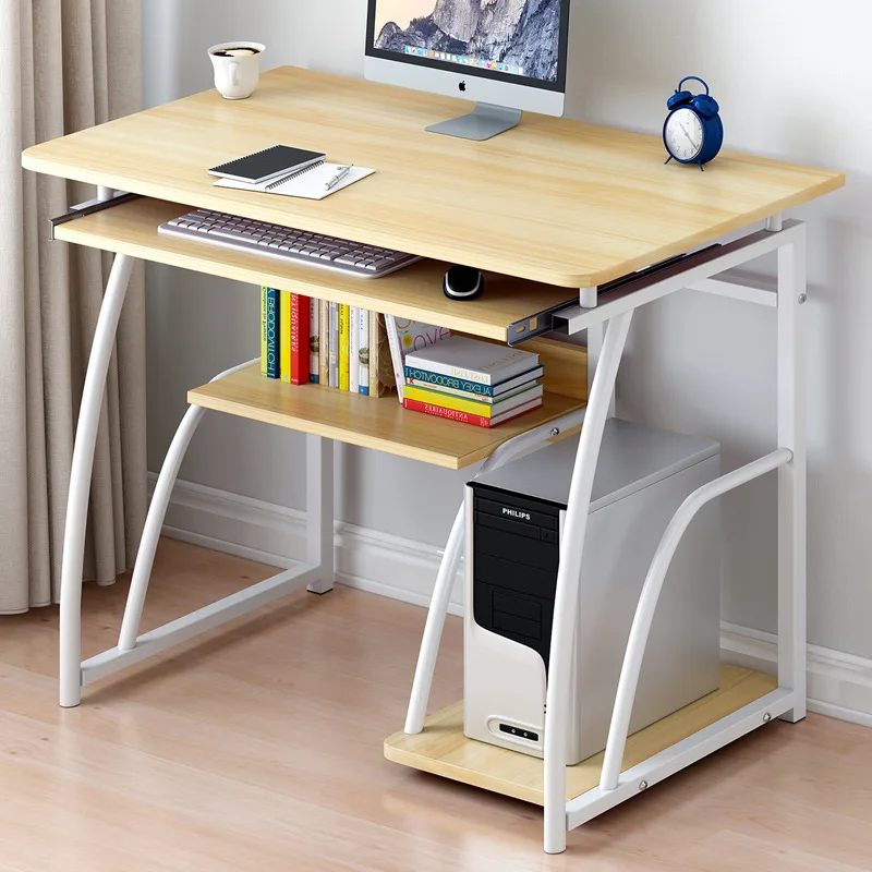 

JOYLIVE Modern Computer Desk Workstation Study Writing Table Home Office Furniture With Keyboard Bracket PC Metal 71cm