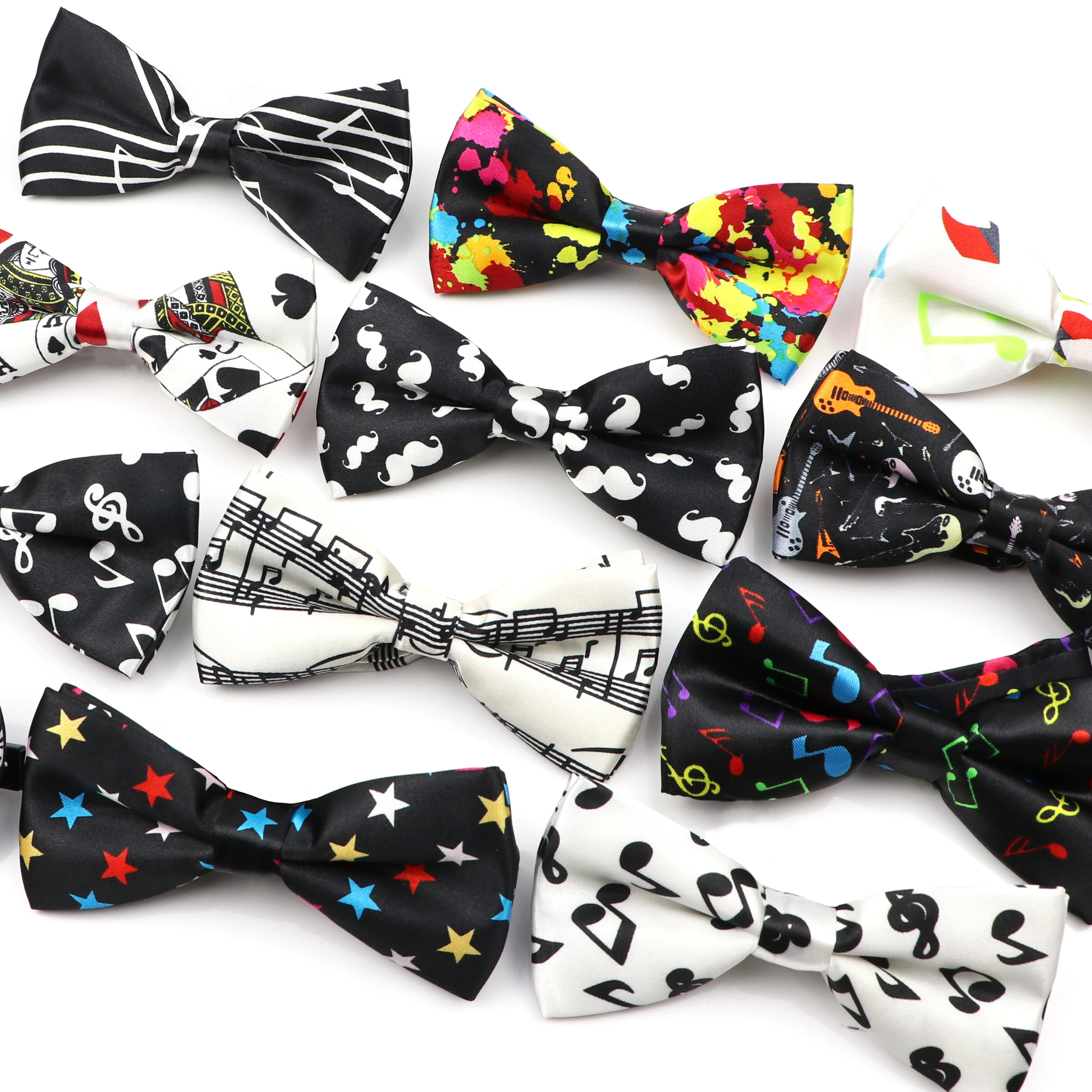 Men's Music Theme Bow Ties Polyester Parent-Child Bowtie Set Piano Stave Guitar Star Pattern Mens Party Prom Cravat Accessory