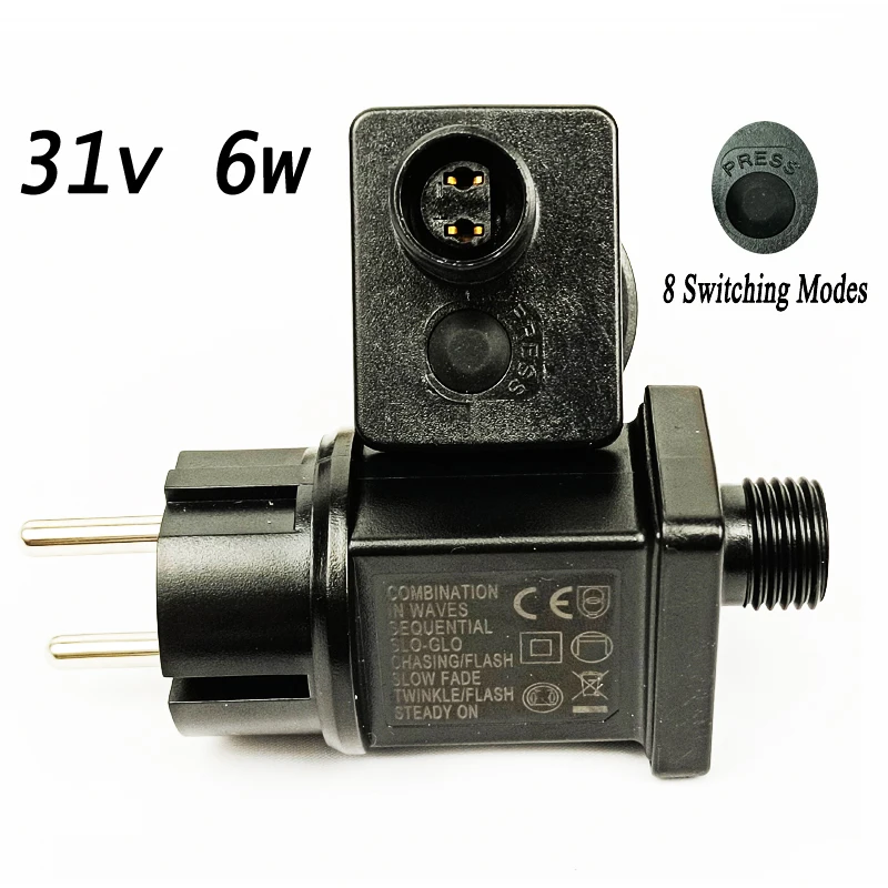 Power Adapter 31V 6W เสมอ Bright/กระพริบไดรฟ์ LED EU กันน้ำ IP44 Power Adapter 8 wwitching โหมด