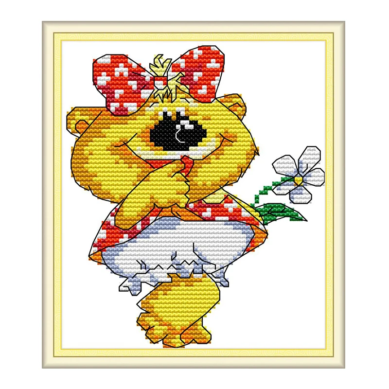 Little bear sister cross stitch kit aida 14ct 11ct count printed canvas stitches embroidery DIY handmade needlework