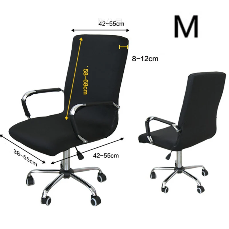 3 Sizes One-Piece Office Swivel Chair Covers With Zipper Computer Seat Armchair Back Thicken Polyester Fabric Stretch Elastic 1