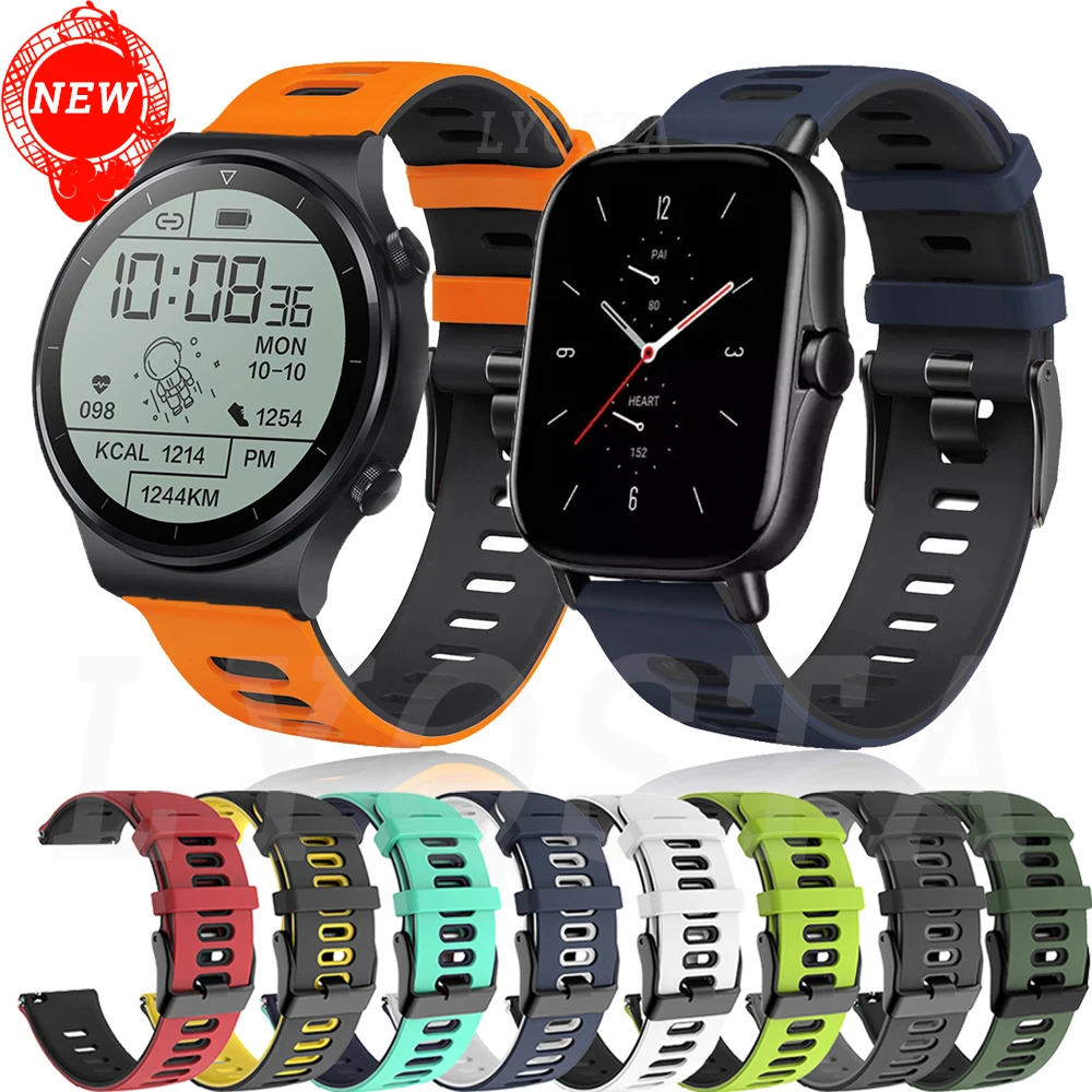 20mm/22mm correa de silicona para Amazfit GTS/2e/GTS2/Mini/GTR 42 47mm/GTR2/2e/Stratos 2/3 pulsera para reloj deportivo Amazfit Correa Bip