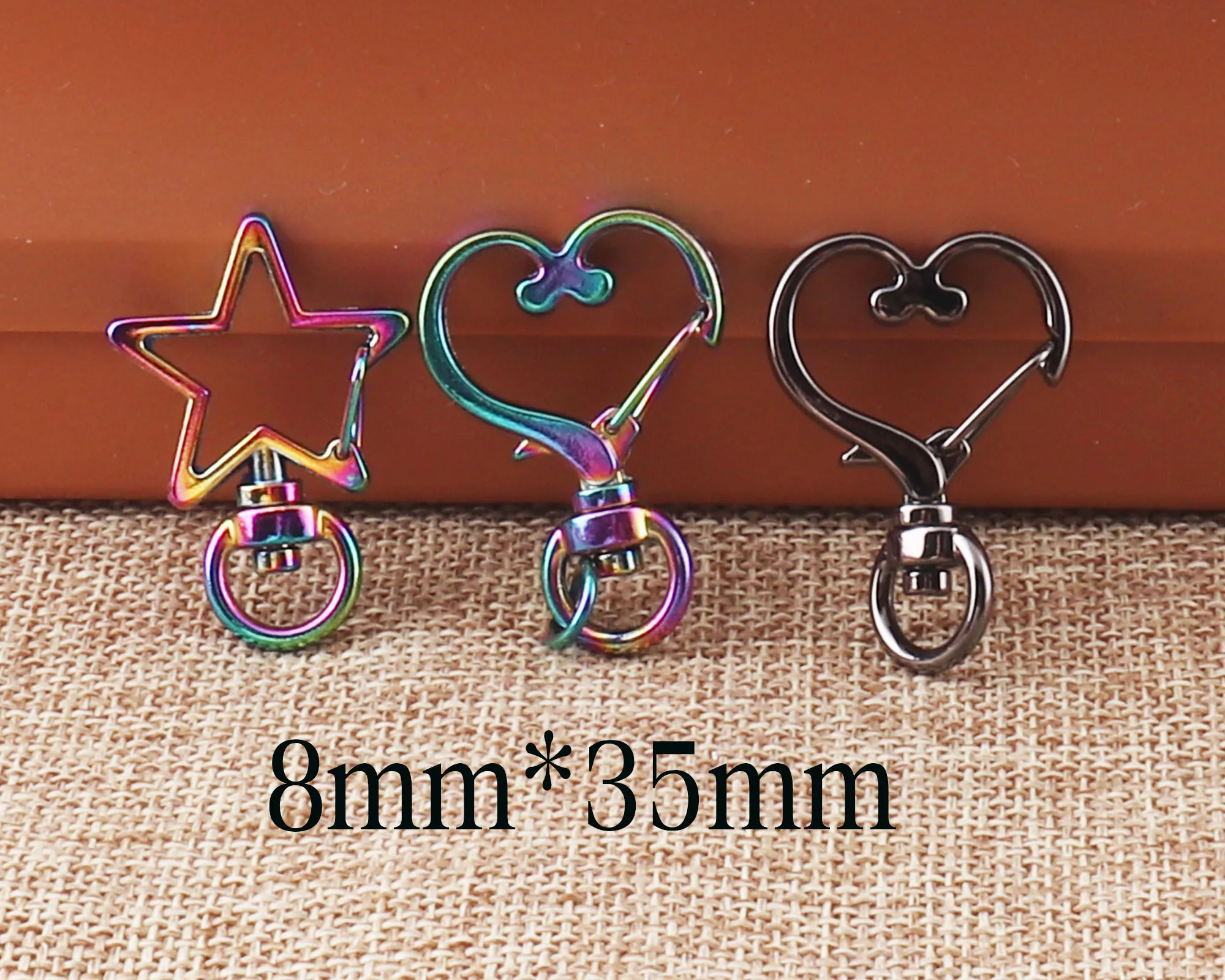 

10 pcs Rainbow Gunmetal Lobster Swivel Clasps heart star Clasps Trigger snap for key chain Jewelry findings leather purse strap