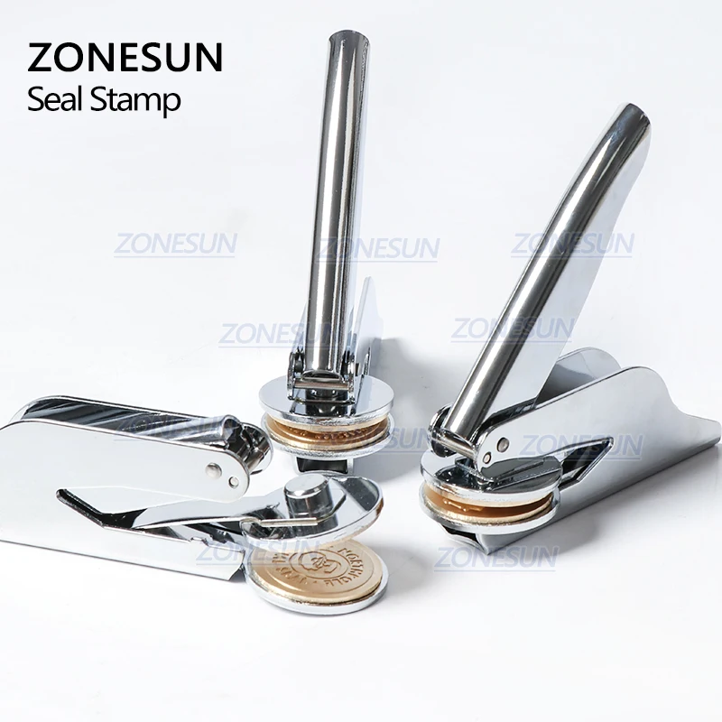 ZONESUN Design Customize Logo Embossing Seal Stainless Steel Stamp for Office Bussiness Document  and Paper Inital Name Card