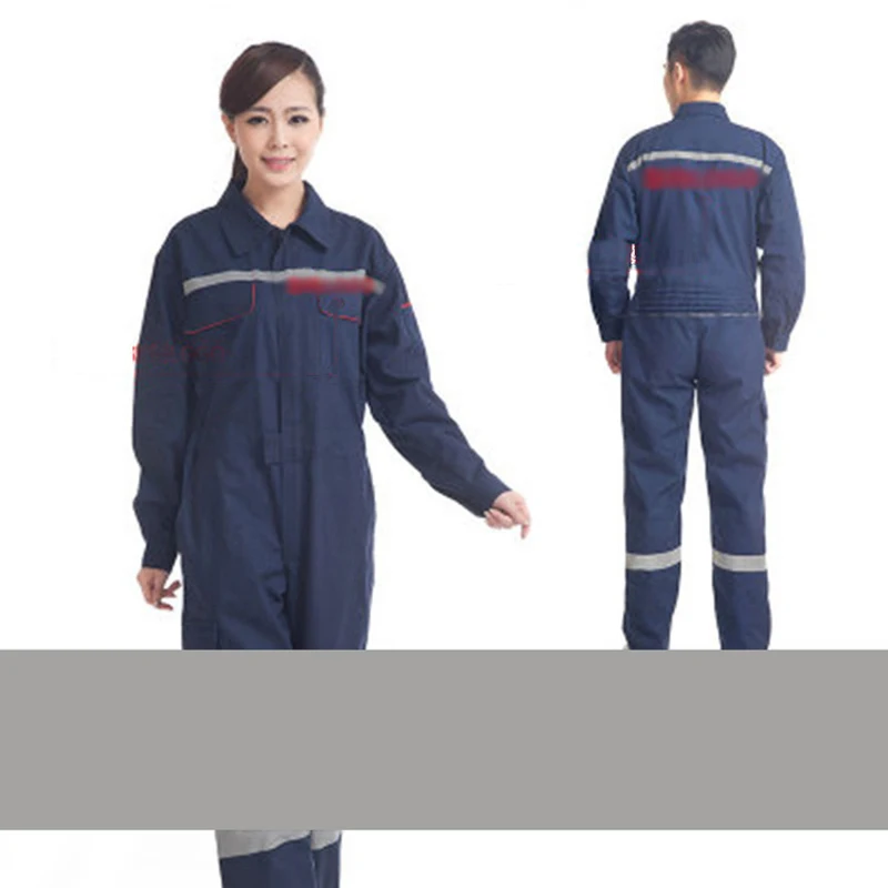 Woman Men Work-Overalls Working Uniforms Spring Thin Reflective Stripe Coveralls Welding Car Workshop Mechanic  Clothes