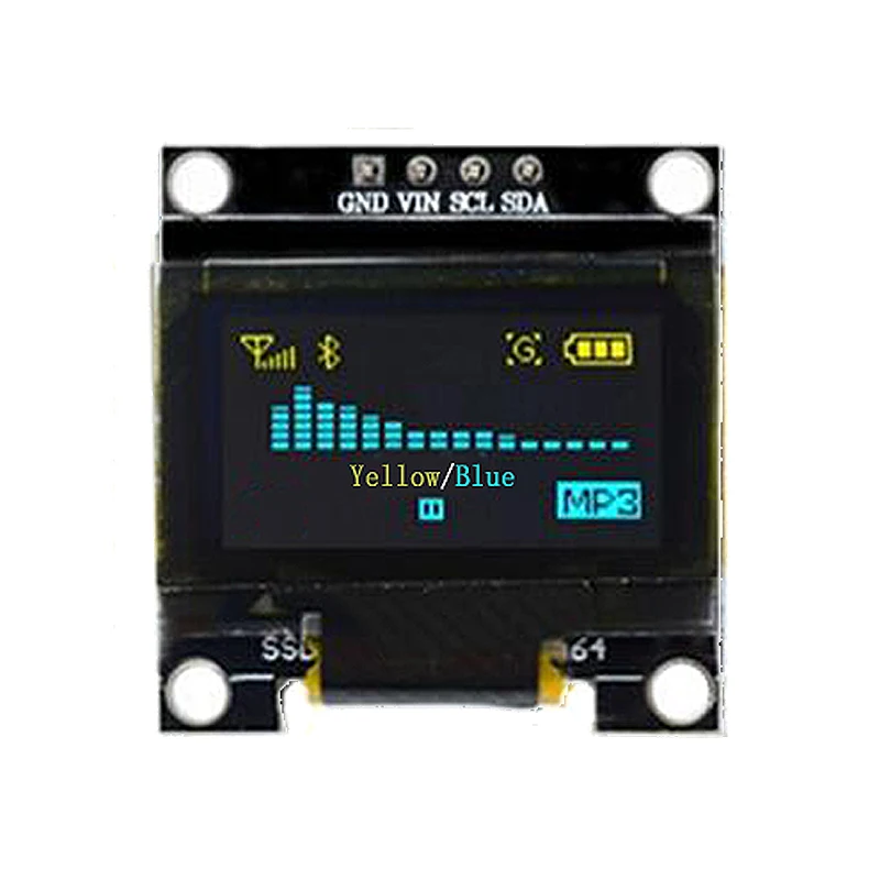 노란색-파란색 이중 색상 흰색 128X64 OLED LCD LED 디스플레이 모듈 arduino 0.96 \