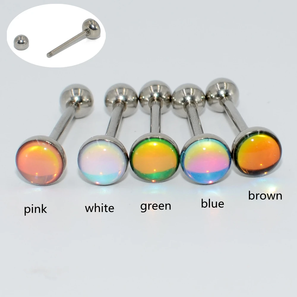 Body Piercings Jewelry For Women Sexy Titanium Tongue Piercing Punk Rings For Teens Septum Fake Goth Femme Opal Tongue Stud