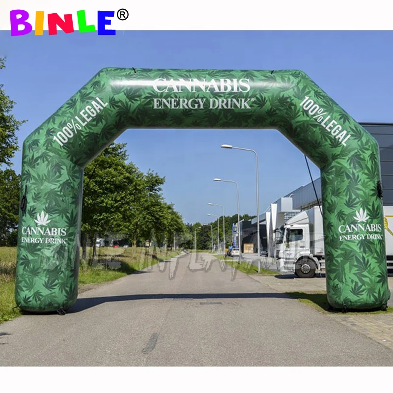 

Fully printed giant inflatable arch with blower,archway balloon,entrance gate arch for Cannabis drinking event advertising