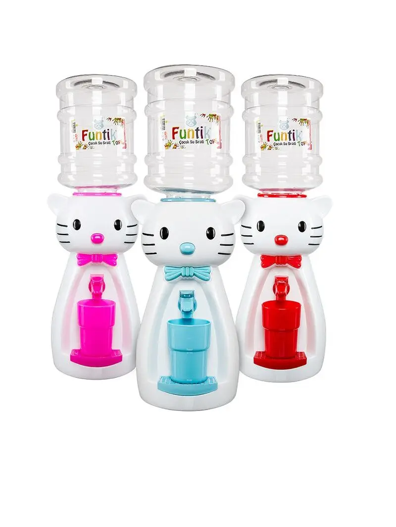 Children Water Dispenser + Glass Cat, Toy Set Pretend Kitchen Appliances Kids Play Comes Out Toy Simulation Drink Fountain