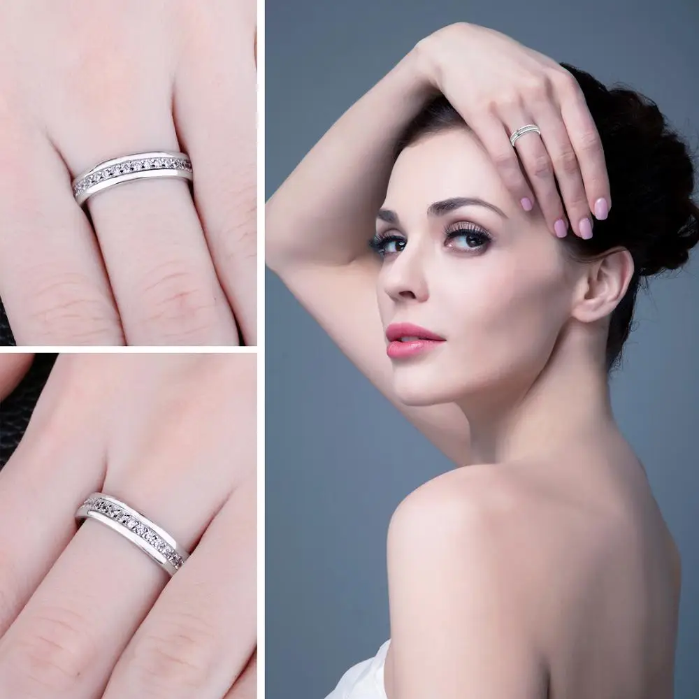 JewelryPalace 925 Sterling Silver Cubic Zirconia Eternity Wedding Band Simulated Diamond Promise Anniversary Rings for Women