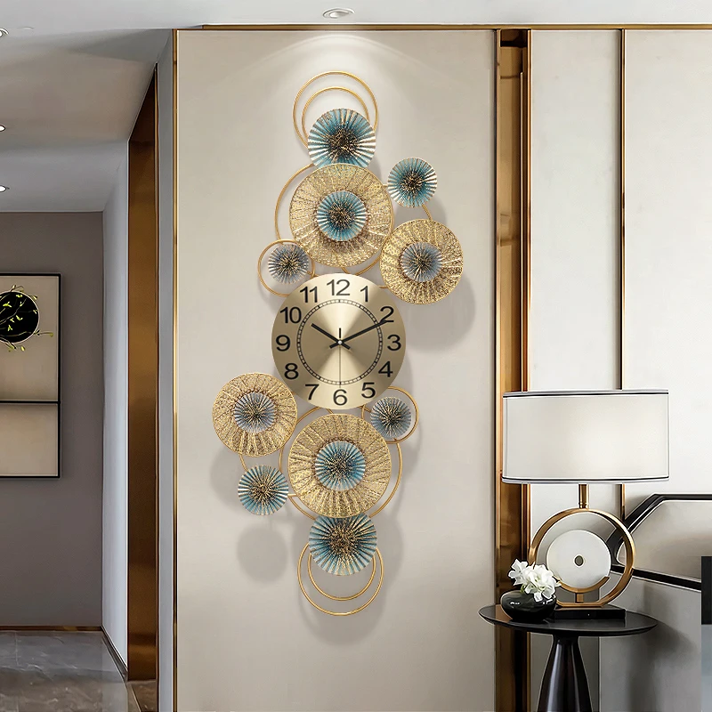 

Modern Luxury Wrought Iron Wall Clocks Home Livingroom Wall Mural Decoration Restaurant Club Hall Mute Clock Wall Sticker Crafts