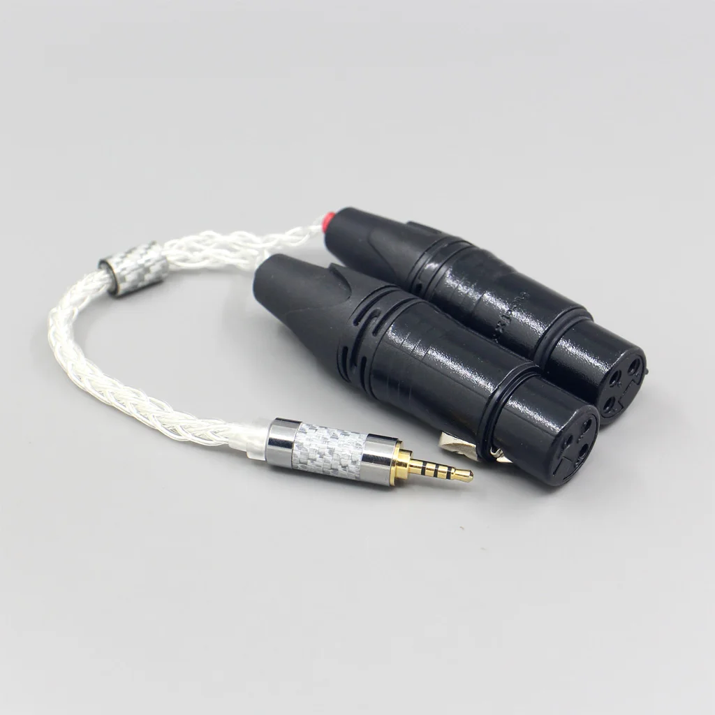 Câble pour écouteurs à 8 cœurs, 99% argent pur, 3.5m 2.5mm 4.4mm 6.5mm, double XLR 3 pôles femelle, LN007724