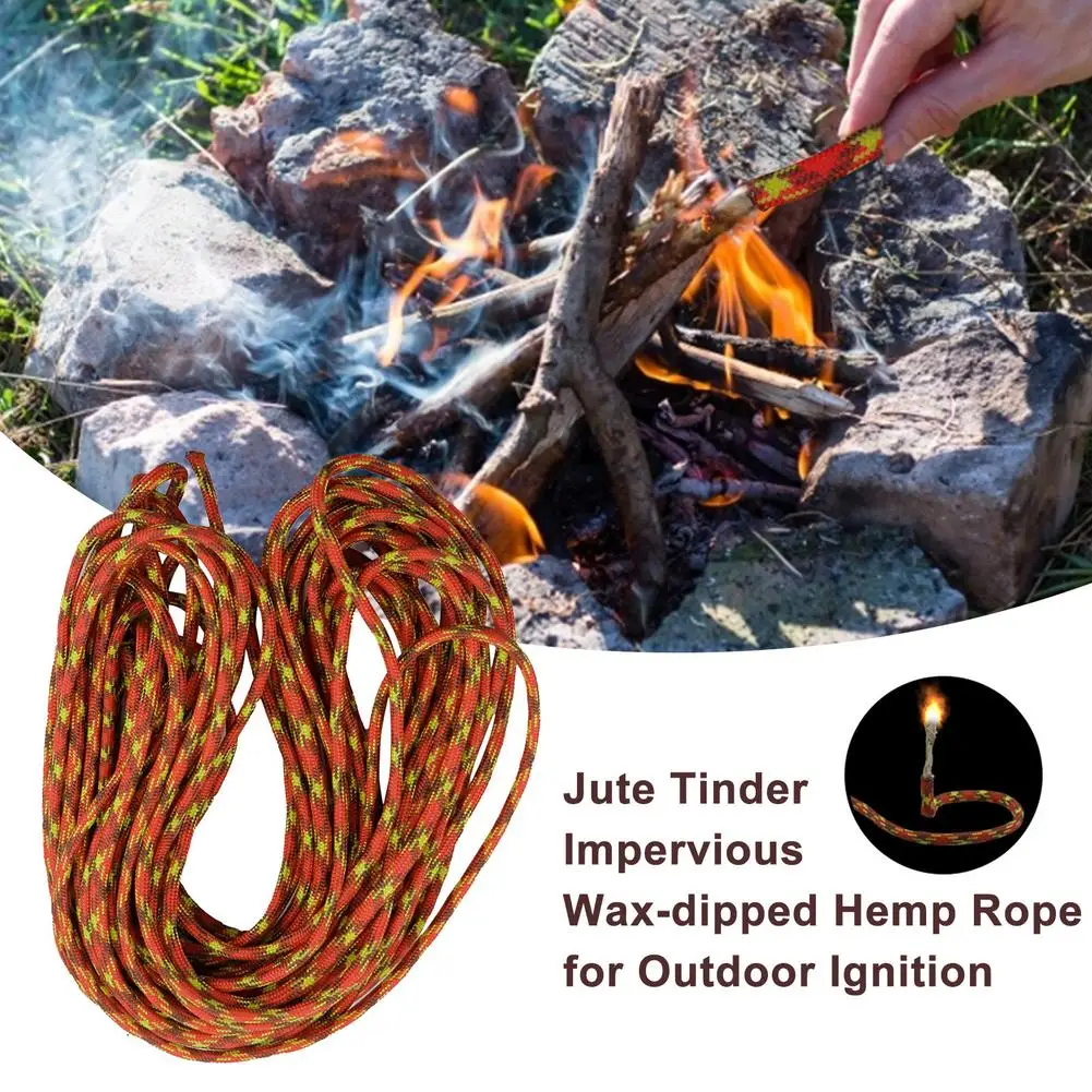 Outdoor Survival Camping Waterproof Fire Lighter Waxed Ropes Waxed Hemp Twine Cord Paracord Ropes Fire Starter Tools