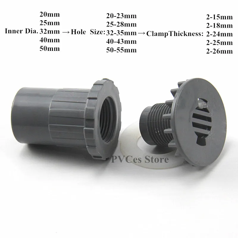 I.D 20~50mm Aquarium Fish Tank Joint Home DIY Water Supply Tube Drain Fittings Drainage PVC Pipe Straight Connectors