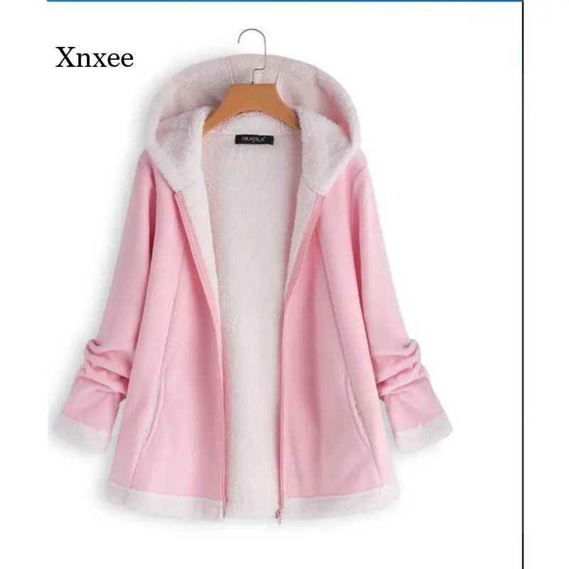 

Winter Women's New Fashion Jacket Long Sleeve Winter Jacket Pocket Zipper Plush Hoodie Jacket Oversized Parker